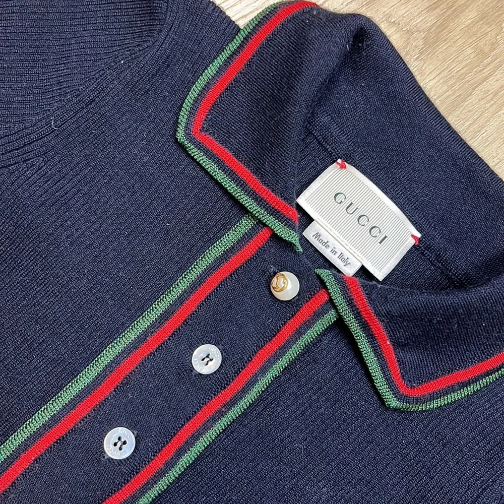 Gucci Navy and Red Knit Polo Dress for Girls